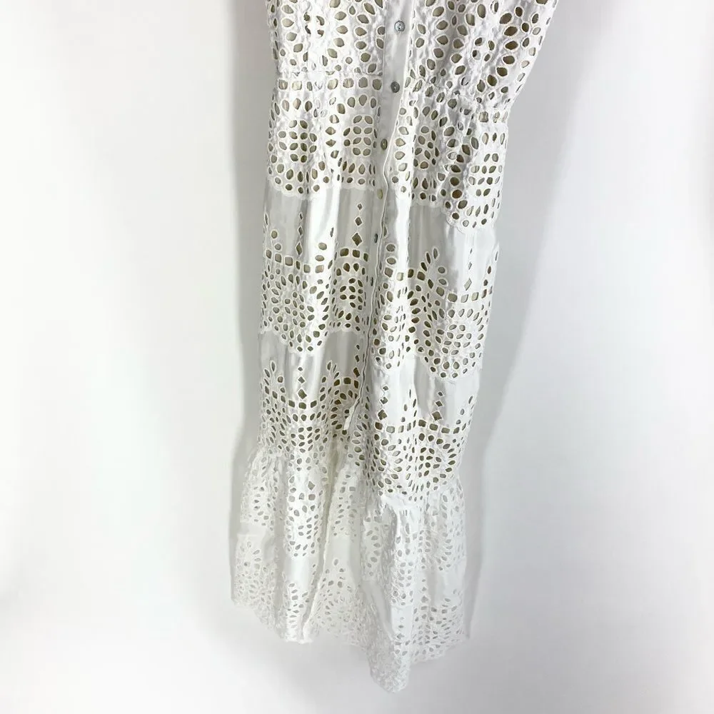 Winston White eyelet v-neck wedding getaway honeymoon dress XS